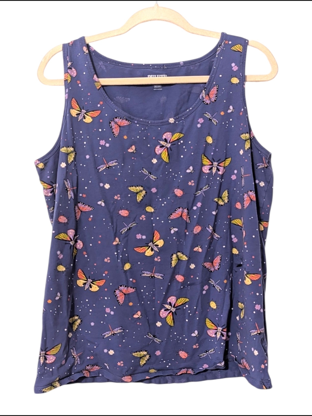 Duluth Trading Co Purple Butterfly Sleeveless Tank